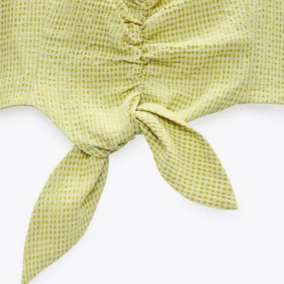 ZARA GINGHAM LIME GREEN CROP TOP - Picture 9 of 10